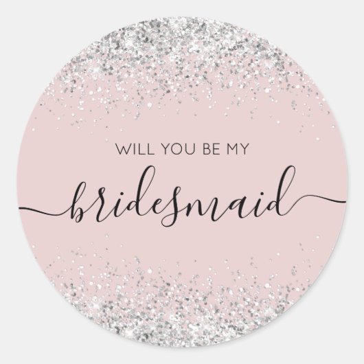 Elegant Bridesmaid Vorschlag Glitzer confetti Runder Aufkleber (Vorderseite)