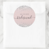 Elegant Bridesmaid Vorschlag Glitzer confetti Runder Aufkleber (Tasche)