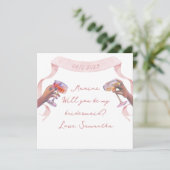 Elegant Bridesmaid Vorschlag Handgeschriebene Note Einladung (Stehend Vorderseite)