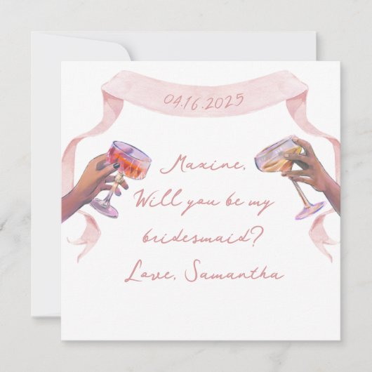 Elegant Bridesmaid Vorschlag Handgeschriebene Note Einladung (Vorderseite)