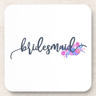 Elegant Bridesmaid Wedding Calligraphy   UNTERSETZ Getränkeuntersetzer