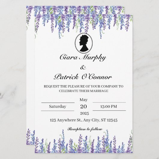 Elegant Bridgerton Wedding Invitation Einladung (Vorne/Hinten)