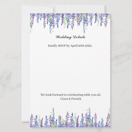 Elegant Bridgerton Wedding Invitation Einladung (Rückseite)