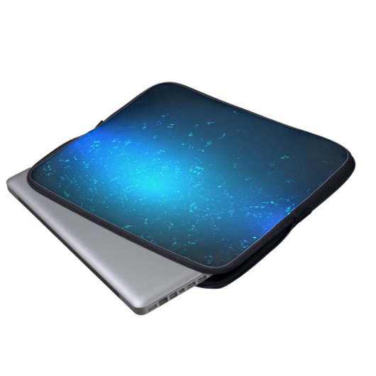 Elegant Bright Blue Musiknoten Hintergrund Laptopschutzhülle (Vorne Knopf)