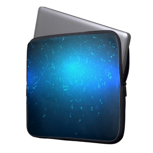 Elegant Bright Blue Musiknoten Hintergrund Laptopschutzhülle (Vorderseite Links)