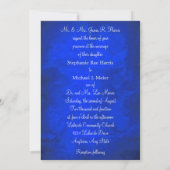 Elegant Bright Blue Silver Monogram Wedding Einladung (Rückseite)
