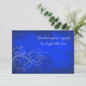 Elegant Bright Blue Silver Wedding RSVP Karte (Stehend Vorderseite)