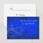 Elegant Bright Blue Silver Wedding RSVP Karte (Vorne/Hinten)