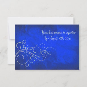 Elegant Bright Blue Silver Wedding RSVP Karte