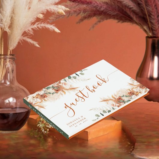 Elegant Bright Boho Terracotta Script Wedding Gästebuch