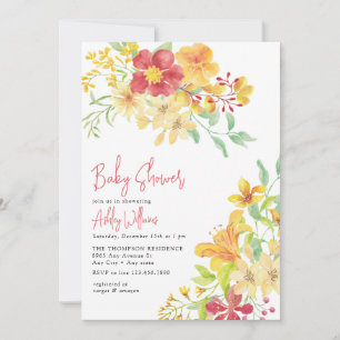 Elegant Bright Floral Chic Baby Shower Einladung
