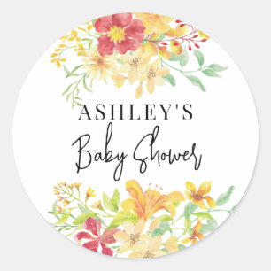 Elegant Bright Floral   Chic Baby Shower Runder Aufkleber