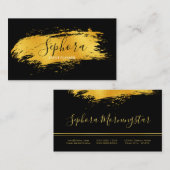 Elegant Bright Gold Metallic Foil Paint Stroke Visitenkarte (Vorne/Hinten)