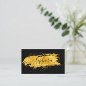 Elegant Bright Gold Metallic Foil Paint Stroke Visitenkarte (Stehend Vorderseite)