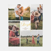 Elegant Bright Gold Weihnachten Vier FotoCollage Fleecedecke (Vorderseite)