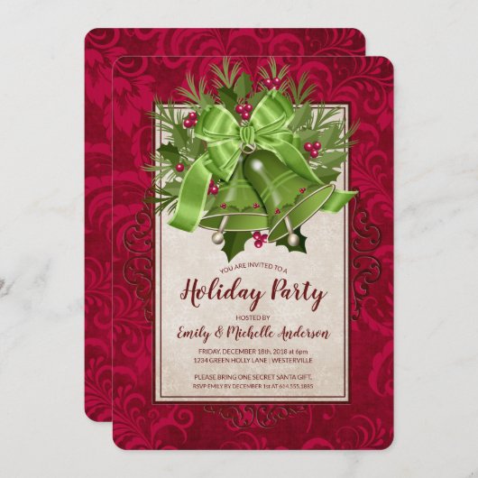 Elegant Bright Green Weihnachtsbrötlchen Feiertag  Einladung (Vorne/Hinten)