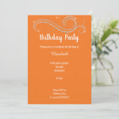 ELEGANT BRIGHT ORANGE DIAMOND BIRTHDAY PARTEI EINLADUNG (Stehend Vorderseite)