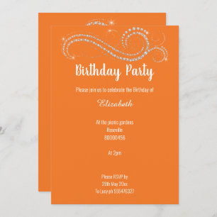 ELEGANT BRIGHT ORANGE DIAMOND BIRTHDAY PARTEI EINLADUNG