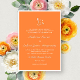 Elegant Bright Orange Monogram Bold formale Hochze Einladung