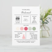 Elegant Bright Pink Bridesmaid Information Card Einladung (Stehend Vorderseite)