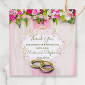 Elegant Bright Pink Floral Geschenkanhänger (Rückseite)