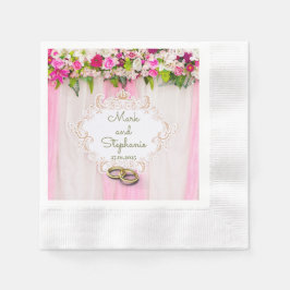 Elegant Bright Pink Floral Napkins Serviette