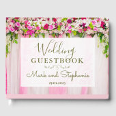 Elegant Bright Pink Floral Wedding Gästebuch (Vorderseite)