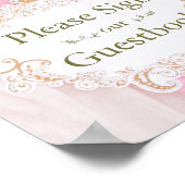 Elegant Bright Pink Floral Wedding Gästebuchzeiche Poster (Ecke)