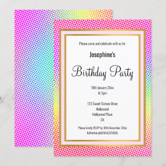 ELEGANT BRIGHT RAINBOW GOLD BIRTHDAY EINLADUNG