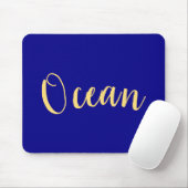 Elegant Bright Royal Blue Nautical "Ocean Script" Mousepad (Mit Mouse)