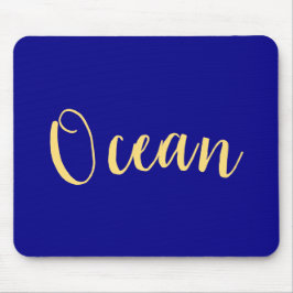 Elegant Bright Royal Blue Nautical "Ocean Script" Mousepad