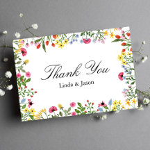 Elegant Bright Wildblume Wedding Dankeschön Card