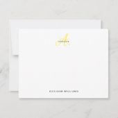 Elegant Bright Yellow Gold Script Monogram Mitteilungskarte (Vorderseite)