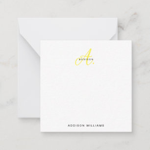 Elegant Bright Yellow Gold Script Monogram Mitteilungskarte