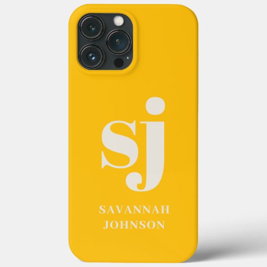 Elegant Bright Yellow Monogramm Initialen Case-Mate iPhone Hülle (Rückseite)