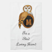 Elegant British Barn Owl Monogram Geschirrtuch (Vertikal)
