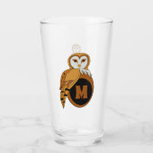 Elegant British Barn Owl Monogram Glas (Rückseite)