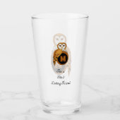 Elegant British Barn Owl Monogram Glas (Vorderseite)