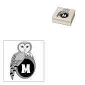 Elegant British Barn Owl Monogram Gummistempel (Stempel)