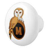 Elegant British Barn Owl Monogram Keramikknauf (Rechts)
