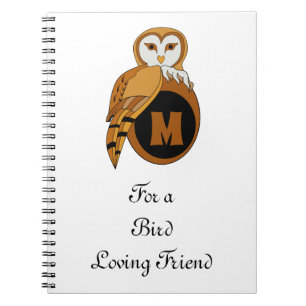 Elegant British Barn Owl Monogram Notizblock