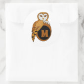 Elegant British Barn Owl Monogram Runder Aufkleber (Tasche)