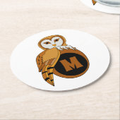 Elegant British Barn Owl Monogram Runder Pappuntersetzer (Angewinkelt)