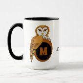 Elegant British Barn Owl Monogram Tasse (Links)