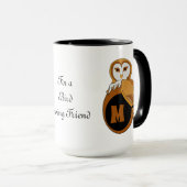 Elegant British Barn Owl Monogram Tasse (VorderseiteRechts)