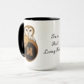 Elegant British Barn Owl Monogram Tasse (Vorderseite Links)