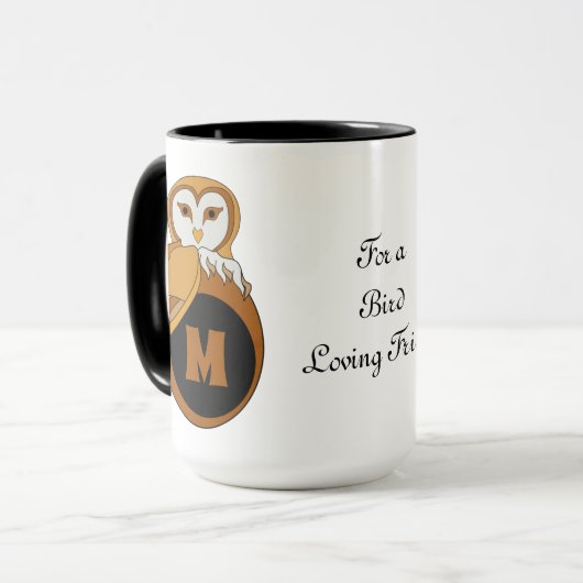 Elegant British Barn Owl Monogram Tasse (Vorderseite Links)