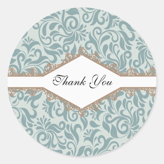 Elegant Brocade Blüh Lace Green Vielen Dank Runder Aufkleber (Vorderseite)