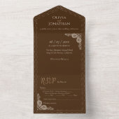 Elegant Bronz Verziert in einer Hochzeit All In One Einladung (Innen Boden)