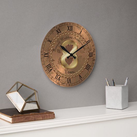 Elegant Bronze 8. Jubiläum Geschenkidee Große Wanduhr (Büro)